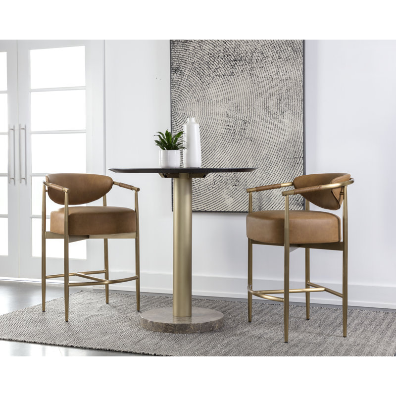 HELOISE Upholstered Stool with Metal Frame, Brown, Counter Stool (26.25” Seat Height)