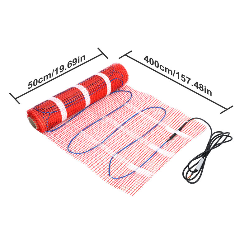 Coussin de plancher chauffant avec thermostat numérique programmable et dos adhésif, quatre modes de contrôle de la température Tapis de chauffage par le sol uniforme, système de chauffage par le sol chauffant de 110 V à 5 à 35 degrés Celsius