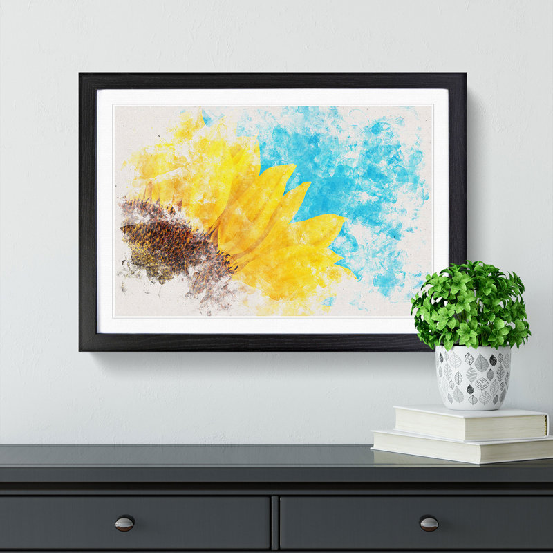 Sunflower at the End of Summer - Picture Frame Graphic Art Print, Black Framed, 24cm H x 33cm W x 2cm D