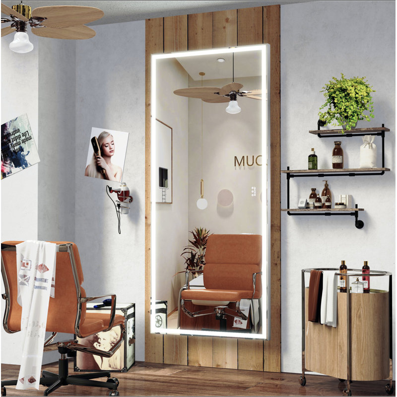 72X32 Inch Oversized LED Bathroom Mirror Wall Mounted Mirror With 3 Color Modes Aluminum Frame Wall Mirror Large Full Length Mirror With Lights Lighted Full Body Mirror For Bedroom Living Room