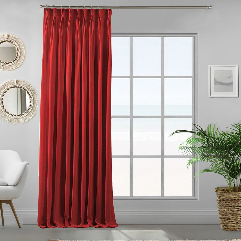 Room Darkening Single Curtain Panel, 190cm Width x 265cm Drop, Red
