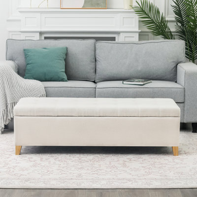 Katonia Linen Blend Upholstered Storage Bench