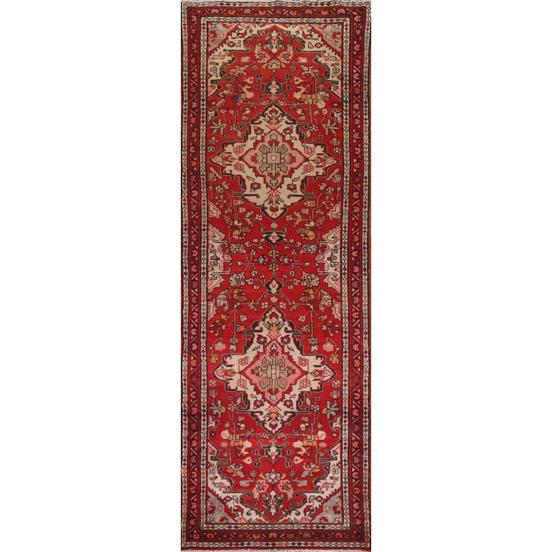 Tapis de couloir unique en laine noué à la main de style années 1960 de 3 pi 3 po x 10 pi 9 po Shadel