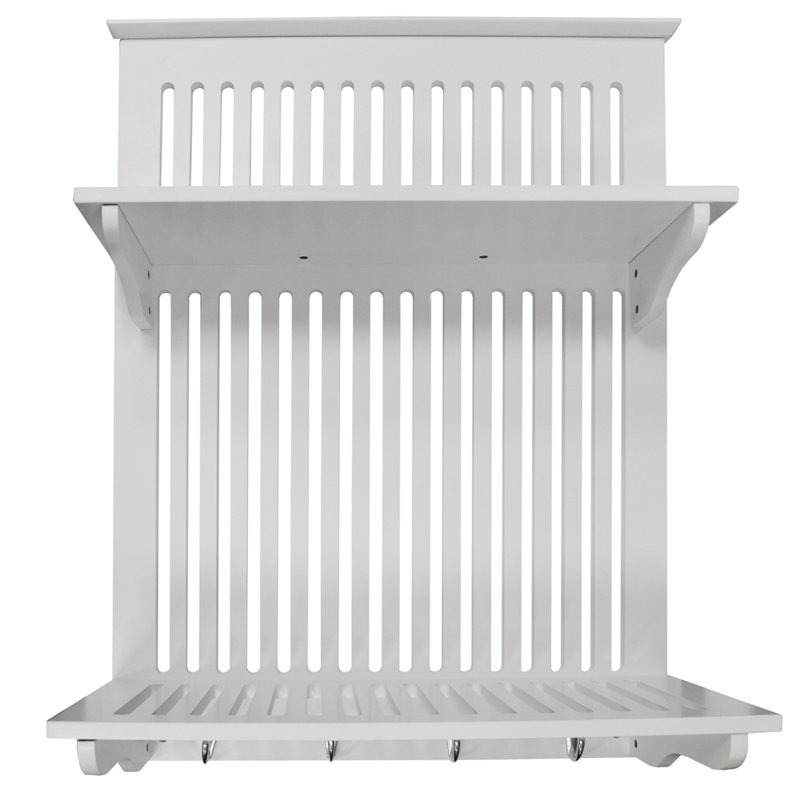 Wood Rectangle Wall Mounted Pot Rack, White