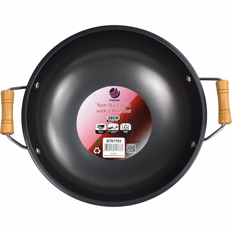 17 Stories Sedat Non-Stick Carbon Steel Wok, 3.14cm H x 14.17cm L x 11cm W