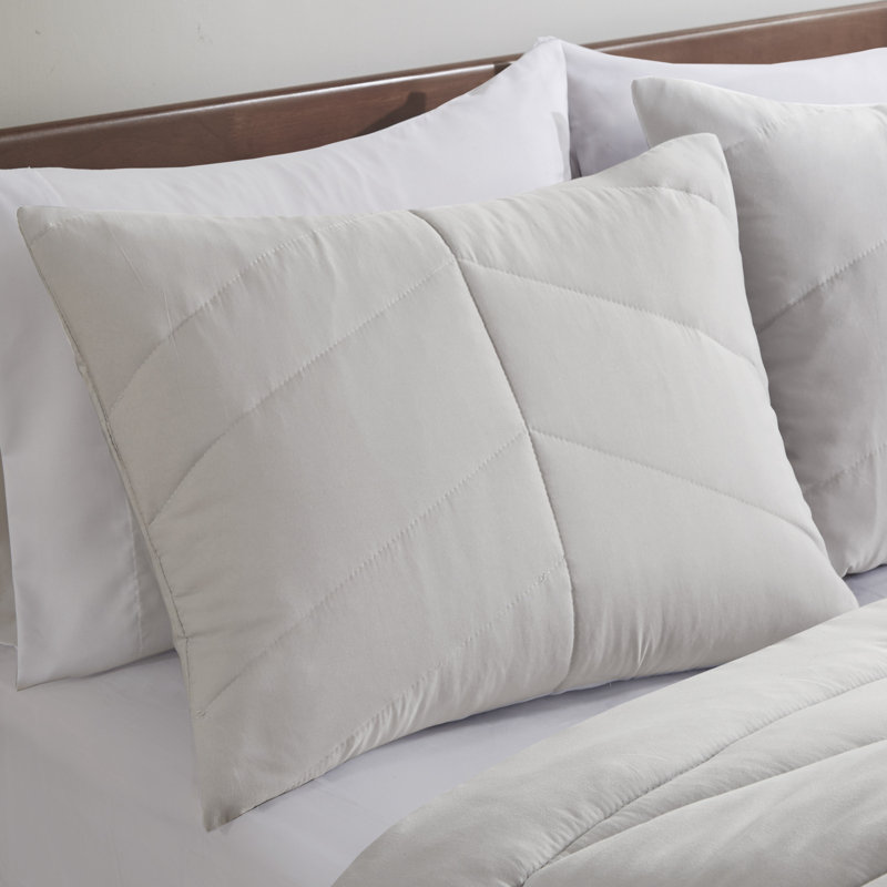 Remy Quilted Chevron Comforter Set, Gray, Full/Queen + 2 Standard Shams