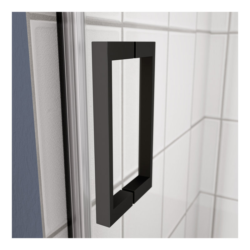 Porte de douche en verre, porte coulissante, avec verre trempé de 5/16 po, Noir mat