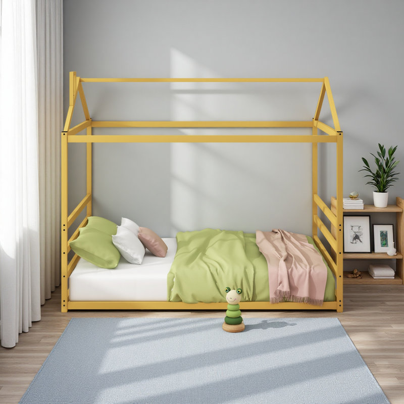 Lit plateforme en métal, grand lit, Gold