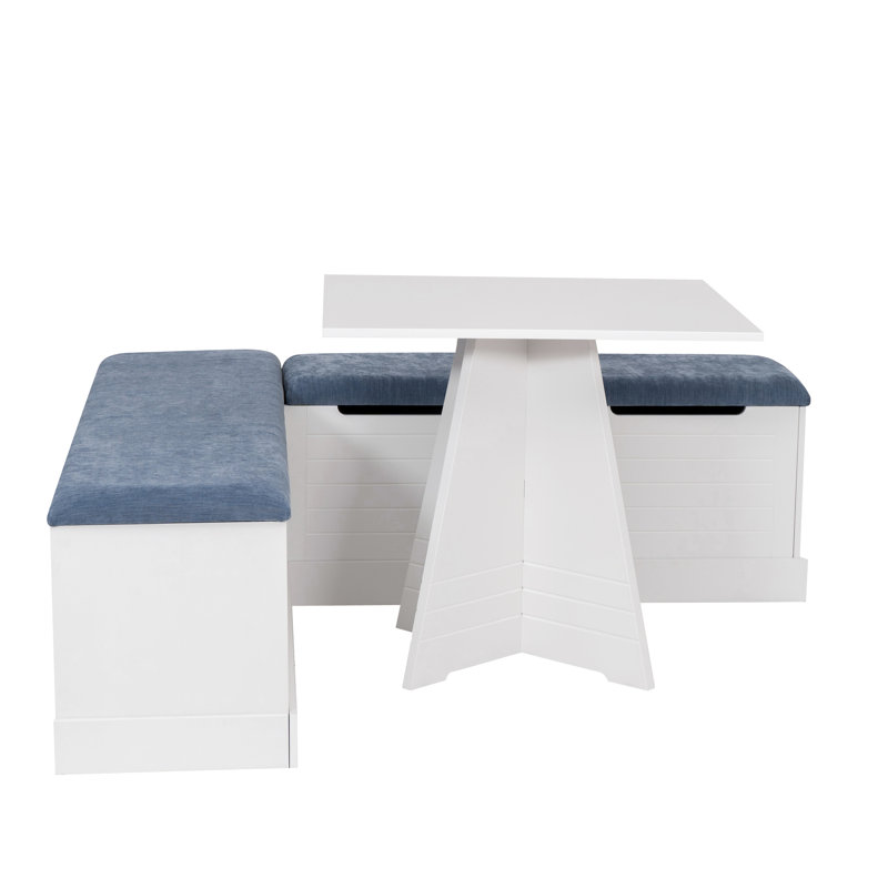 Chesterle 3PC White Blue Square Nook Set