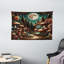 Winston Porter Aesthetic Wall Hanging Tapestry Trippy Ethnic Mushroom Dark Teal Purple Orange-1351107829