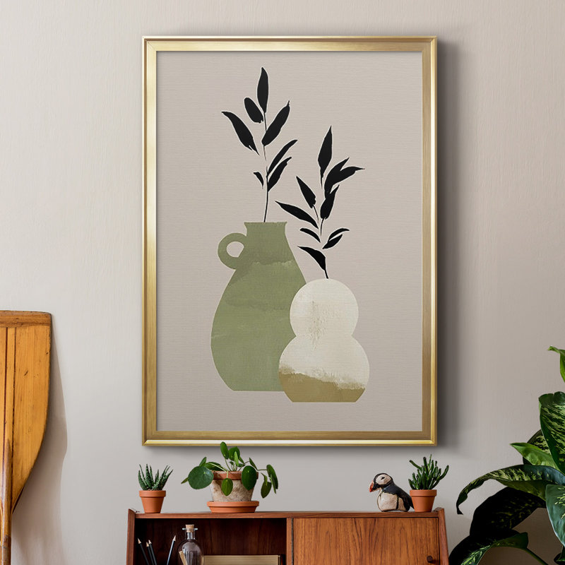 Simple Bud Vases II, reproduction encadrée de qualité supérieure - prête à être accrochée, Or