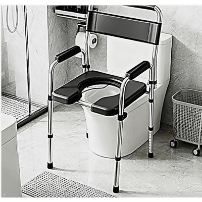 Adjustable Height Bedside Commode Chair for Seniors, Adults, Handicap, Raised Toilet Seat with Arm
