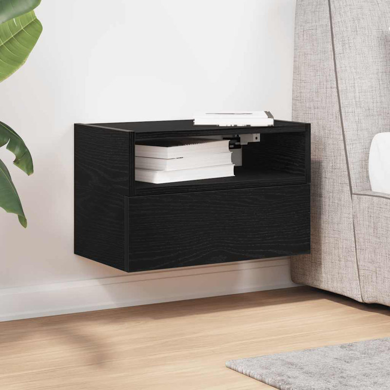 Cabriales 45 cm W Bedside Table, Black, 1
