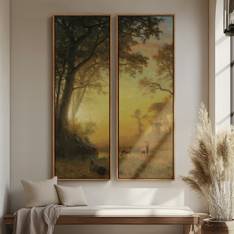 «Vintage Landscape Wall Art», ensemble de 2 toiles encadrées 20 x 60 pouces, Naturel