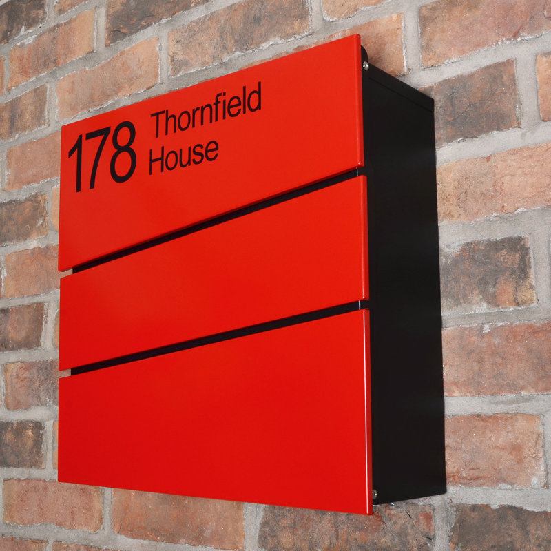 Ayoka Steel Wall Mounted Post Box, Signal Red