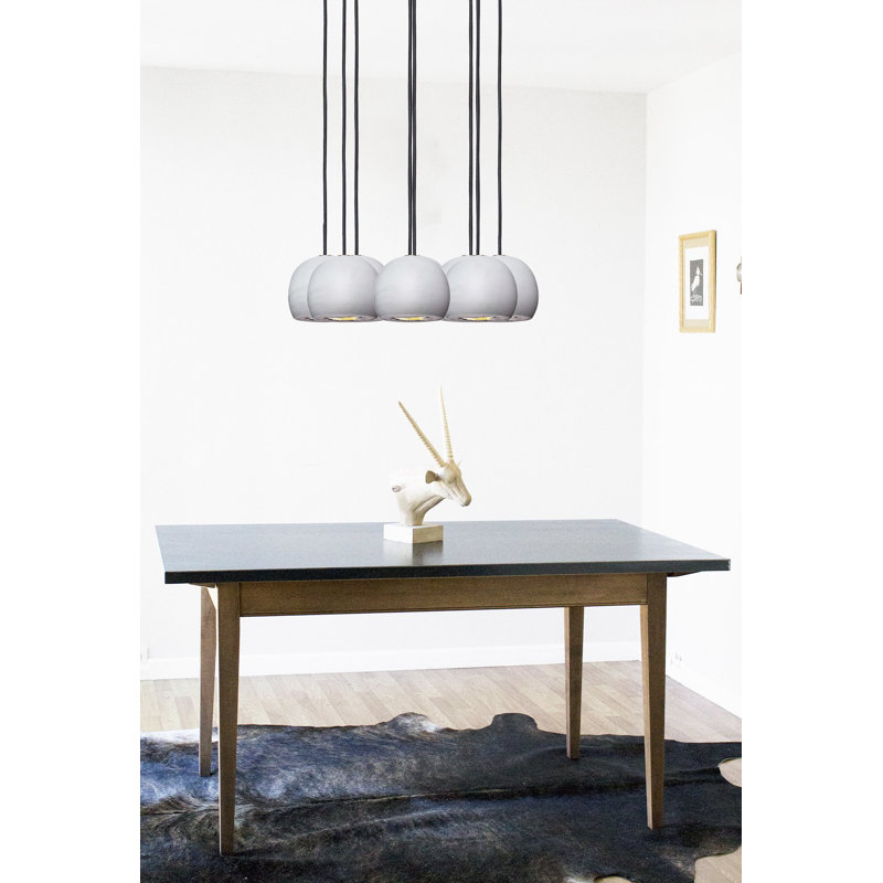 Lustre en forme de dôme à 8 lumières, H 84 po x l 24 po x p 24 po, Noir, Gris / argenté