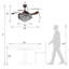 Kaelig 42" Crystal  Invisible Ceiling Fan Light with Remote Control, Retractable Fan Blades