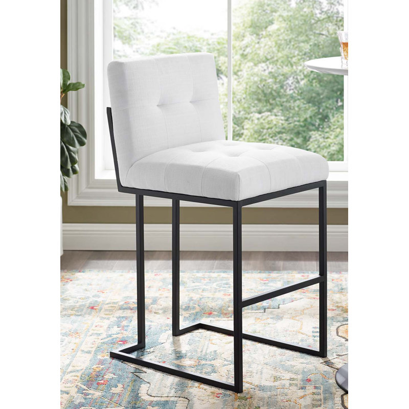 Privy Stainless Steel Performance Velvet Bar Stool by Modway, Gold/Polyester White, Bar Stool (30" Seat Height), 1