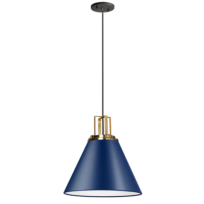Dowd 1 - Light Aged Brass Single Pendant, Cobalt Blue, Black