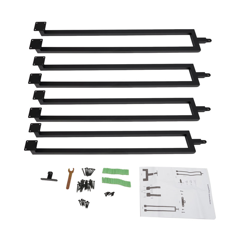 4 pièces de rampes d'escalier réglables pour terrasse, balcon, escalier, Noir