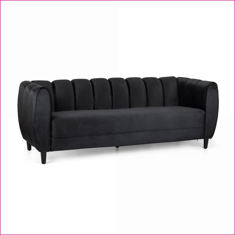 Canapé moderne en velours 3 places Sofas | Noir | Velours, Noir