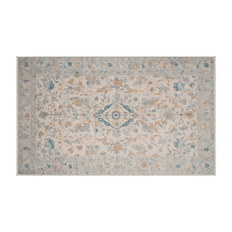 Machine Washable Beige Area Rug, Rectangle 8' x 10'