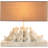 Whitewashed Rabbit Table Lamp With Linen Shade, Farmhouse Nursery Decor, Animal-Themed Bedroom Light