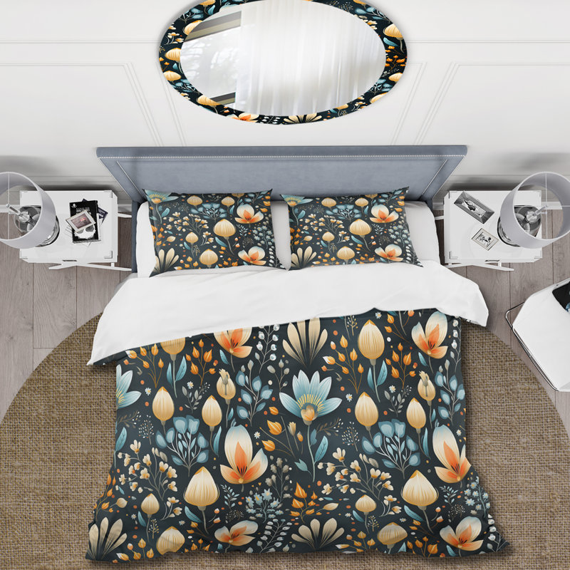 Ensemble de housse de couette Scandinavian Botanical Collage, Housse de couette pour très grand lit et 2 très