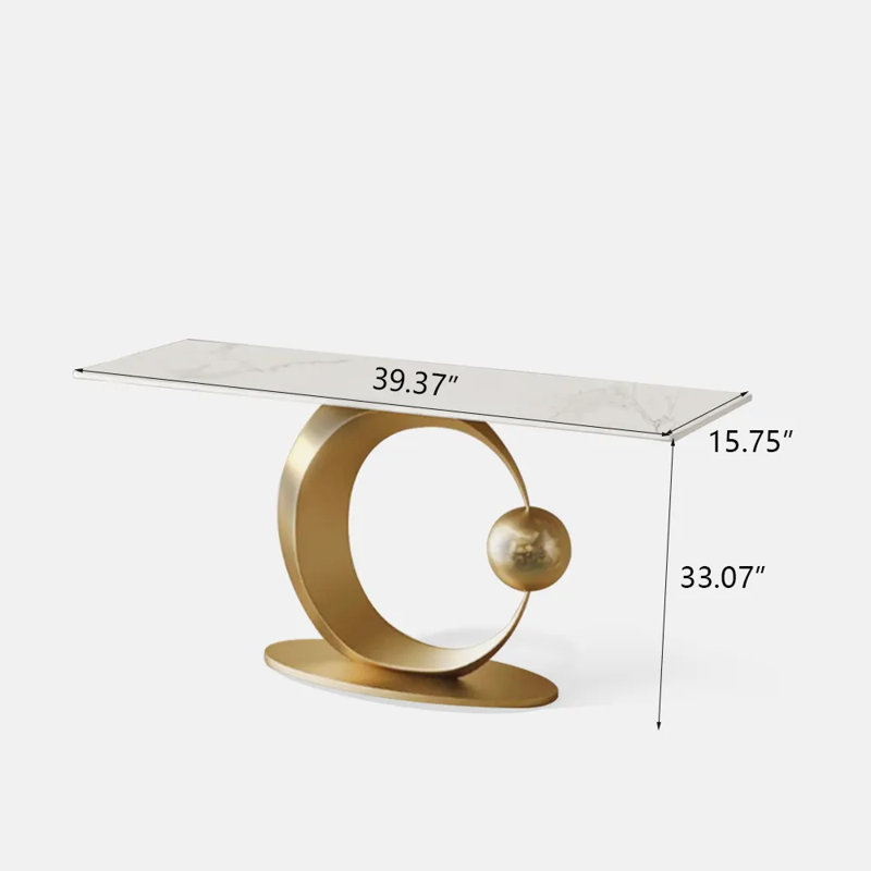 Bardon Modern Console Table with Sintered Stone Tabletop for Entryway & Living Room, 33.07" H x 39.37" W x 15.75" D