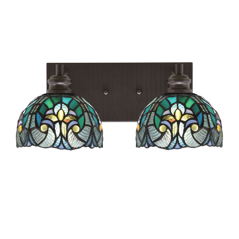 Éclairage pour meuble-lavabo 2 lumières Alberry, Nickel brossé, Vert