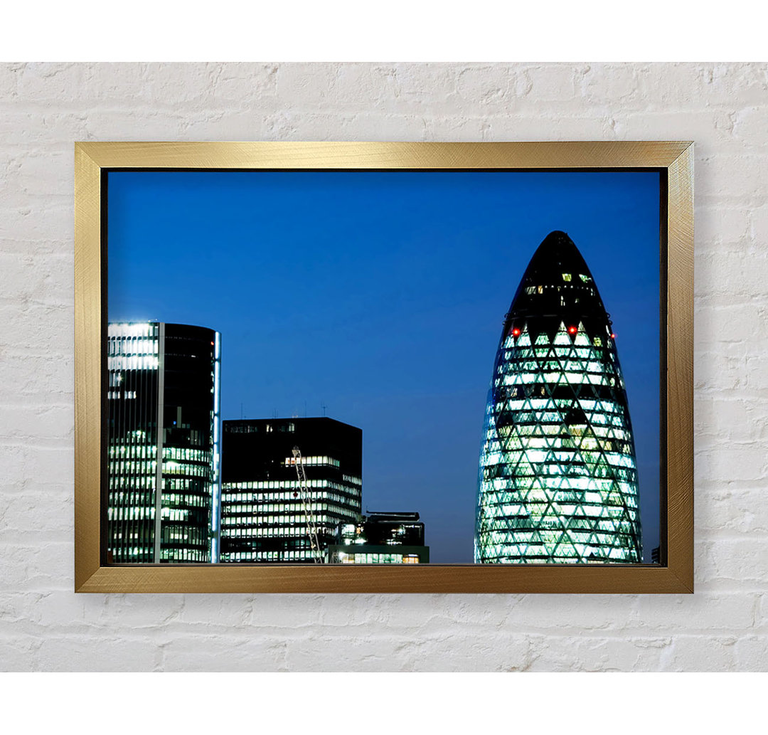 London Gherkin Night Lights - Einzelne Bilderrahmen Kunstdrucke