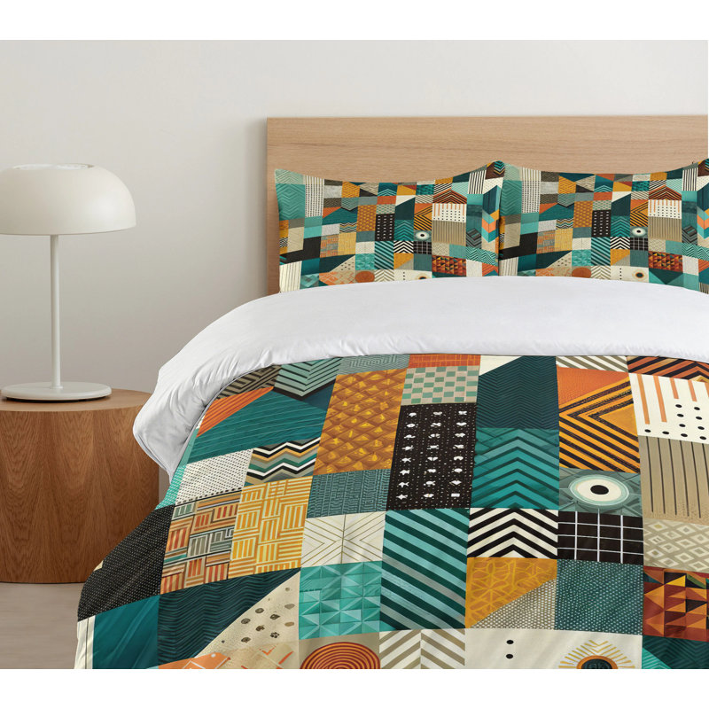 Geometric Duvet Cover, California King Duvet Cover + 2 Standard Shams