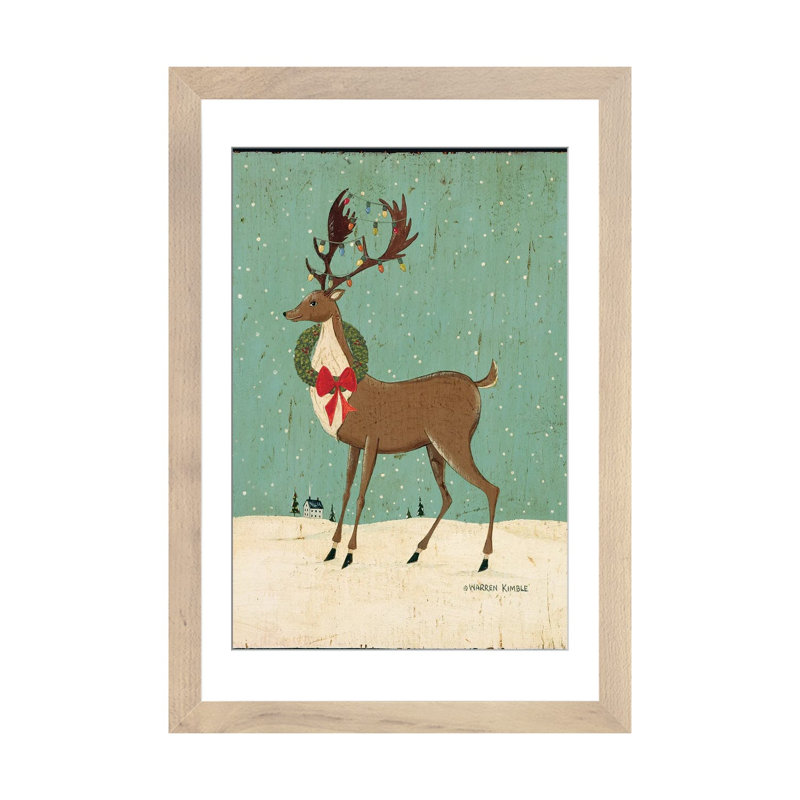 «Winter Dear II», reproduction d'art mural, papier d'art encadré, H 32 po x l 24 po, Beige