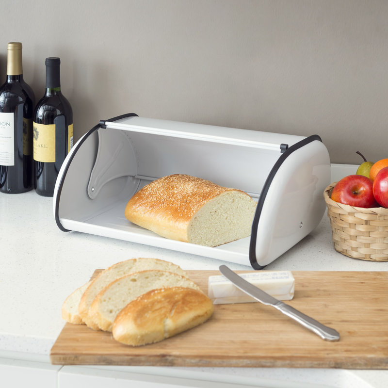 Selina Steel Bread Box, White