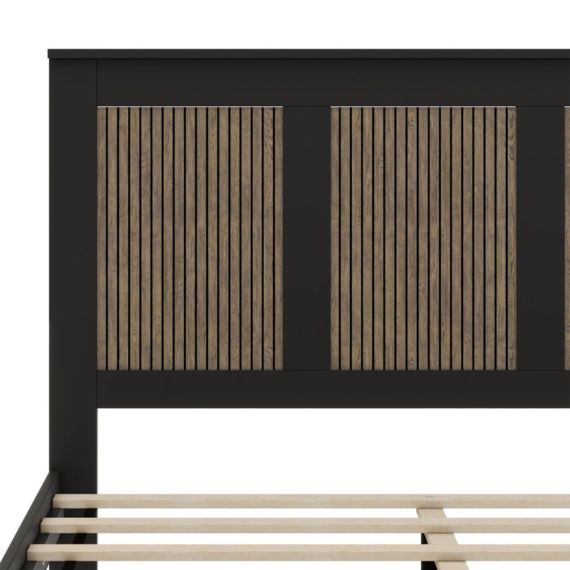Lit plateforme en bois Farmhouse Modern, Black, Queen