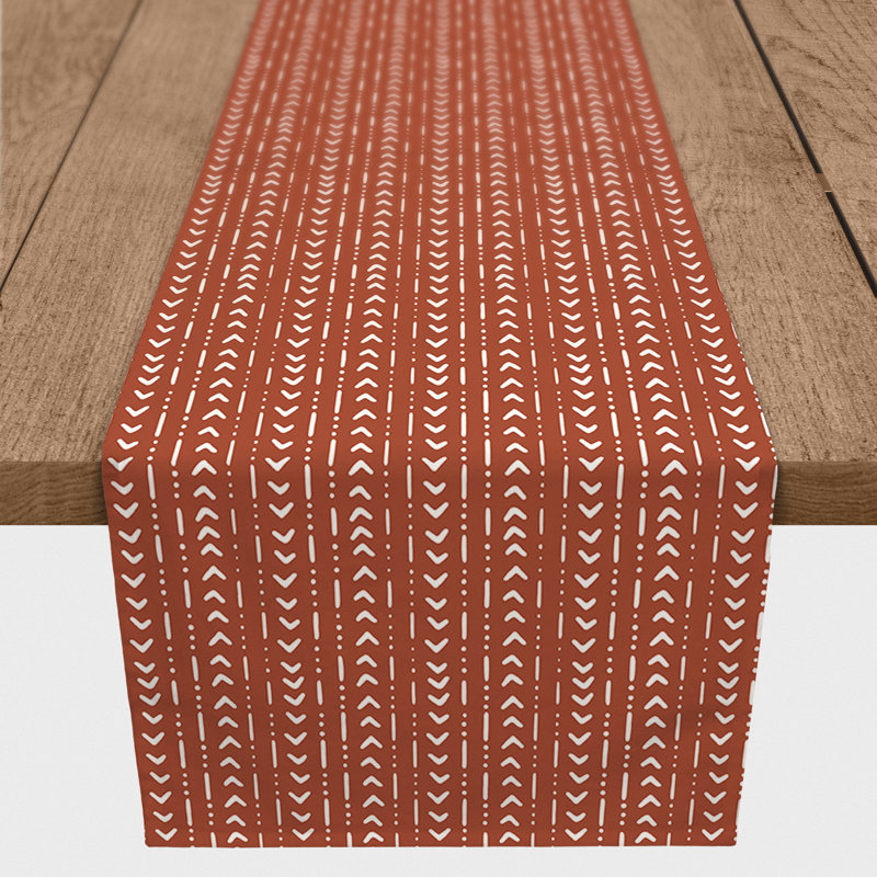 Chemin de table en losanges pointillé Nalston, 72 po x 16 po, Rouille, Pointillé de diamant