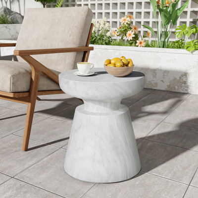 Table d'appoint d'extérieur en travertin Ponti, blanc