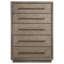 Commode haute Lyni, 5 tiroirs, tablette ouverte, chêne blanchi