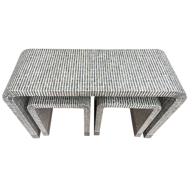 Tables gigognes Gundula, Gris brique / argent