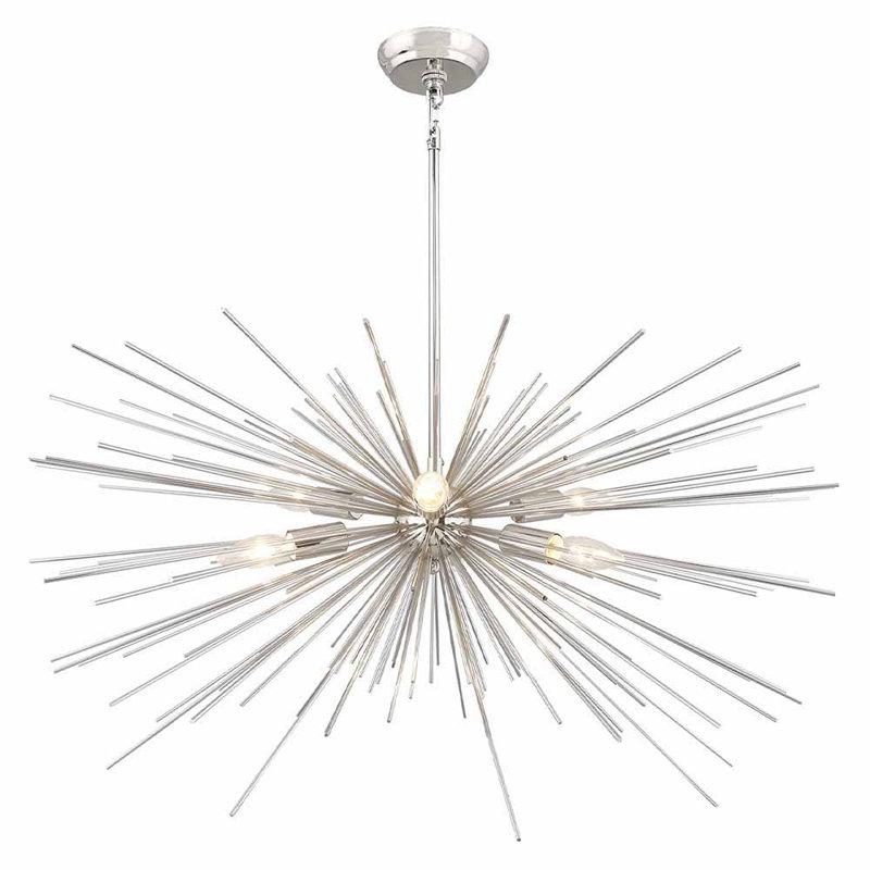 6 - Light Dimmable Sputnik Sphere Chandelier, Nickel, No