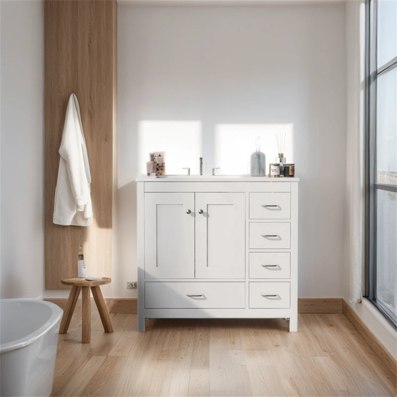 Meuble-lavabo de salle de bain avec lavabo en céramique