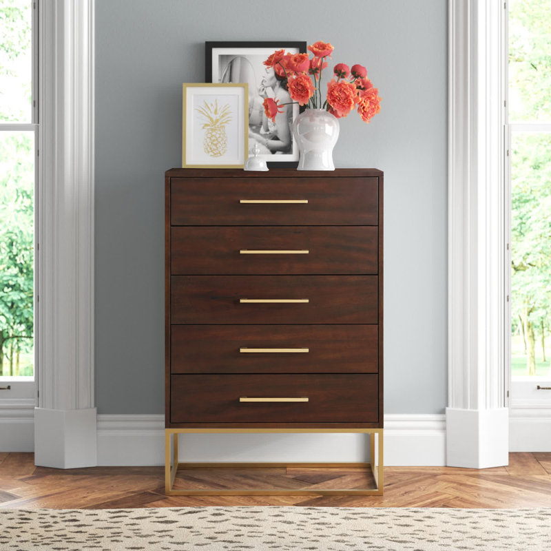 Maxine 5 Drawer 32" W Chest, Brown