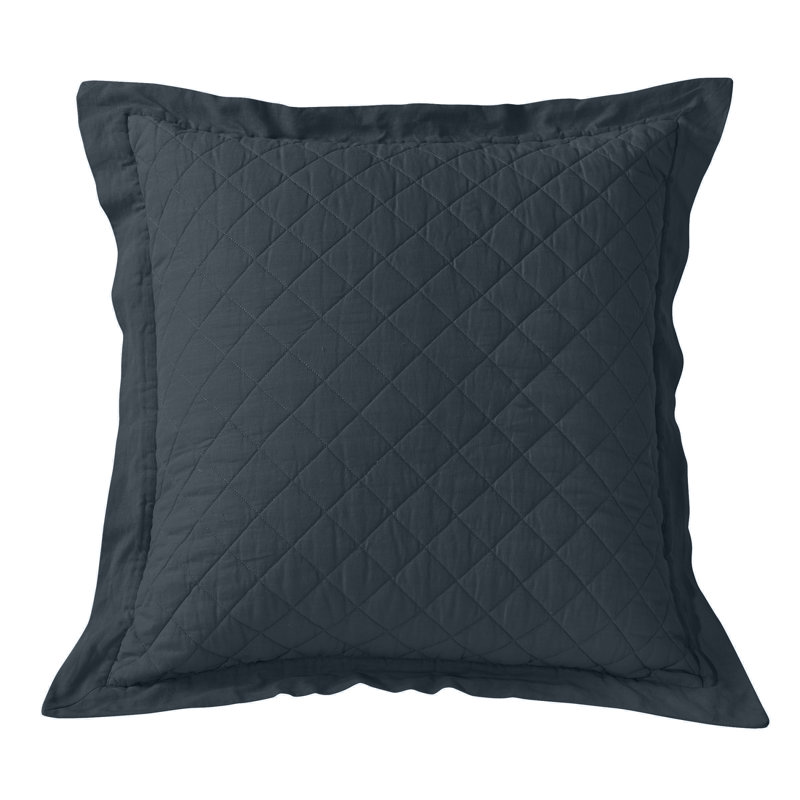 Diamond Cotton Quilted Modern Rustic Pillow Sham, Euro, Vintage White