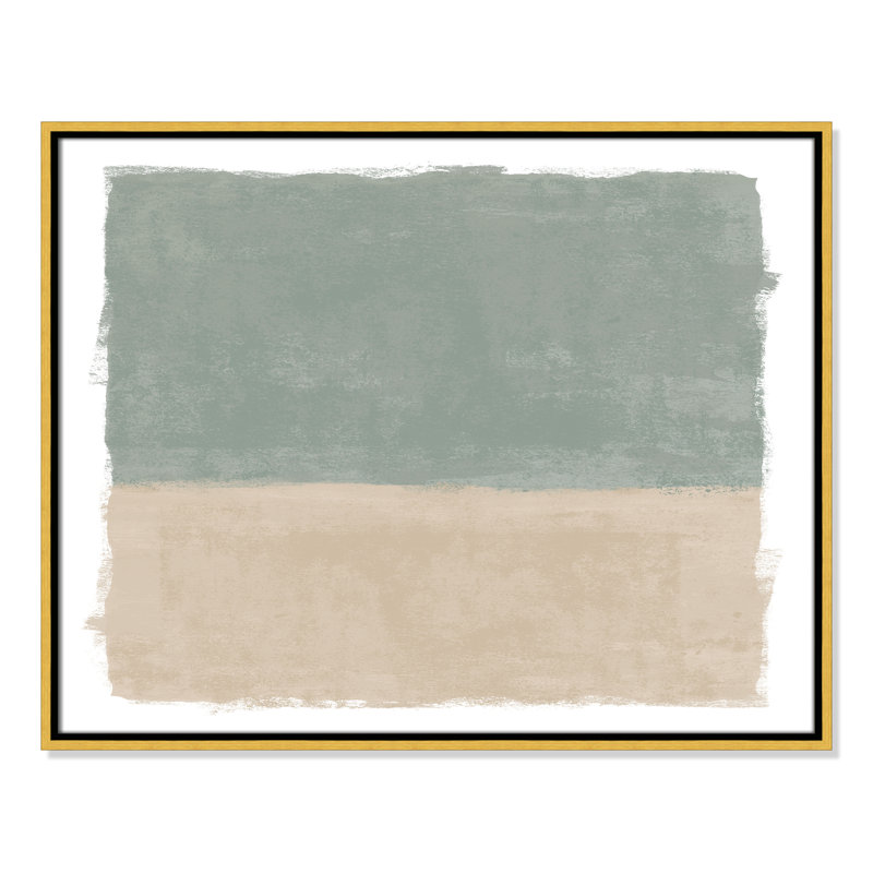 «Sage and Sand I - Landscape Version Print» par Natalie Carpentieri, L 29,5 po x H 23,5 po, Toile avec cadre, Flotteur doré