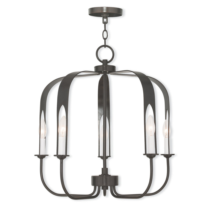 Lustre géométrique unique à 5 lumières Ameia, Bronze anglais