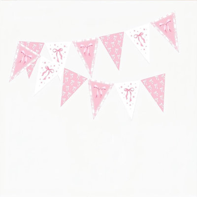Bow Party Bunting Decoration Set  Hanging Bridal Engagement  Girls Birthday Party Supplies 12pcs  Flags