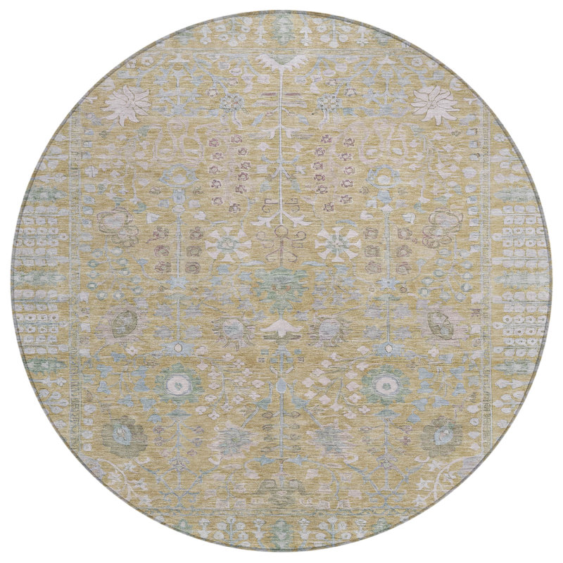 Machine Washable Indoor/Outdoor Brenden ACN2231 Global Rug, Round 8'