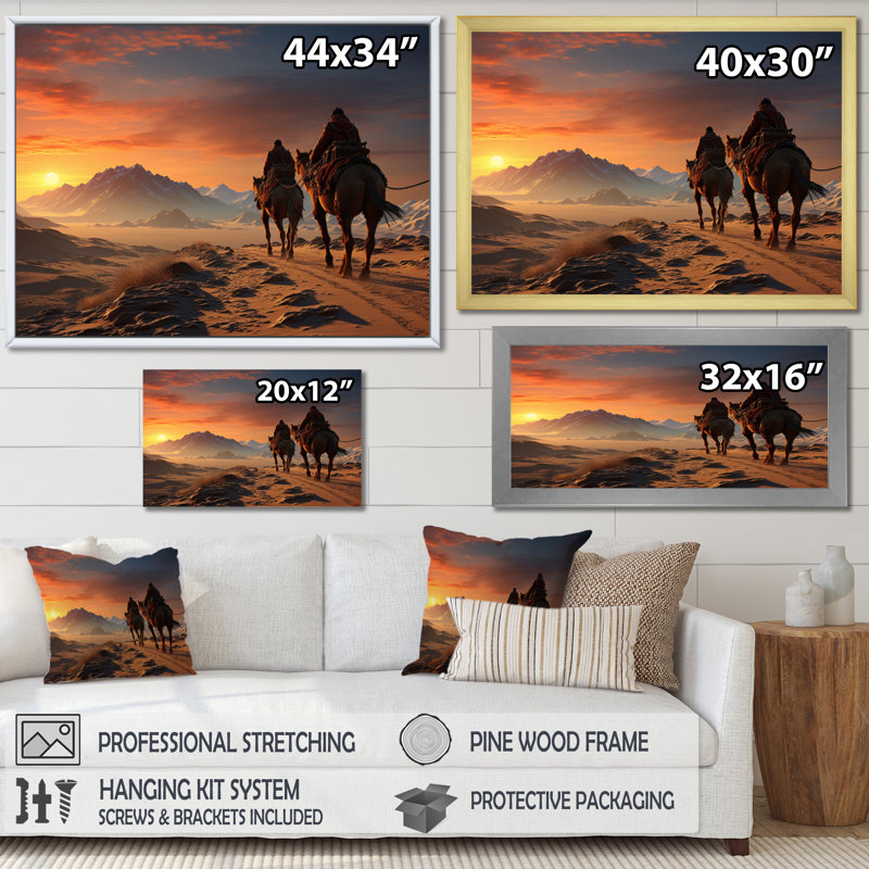 Asian Art Silk Road VII, reproduction d'art sur toile, H 34 po x l 44 po x P 1,5 po, Cadre flottant blanc
