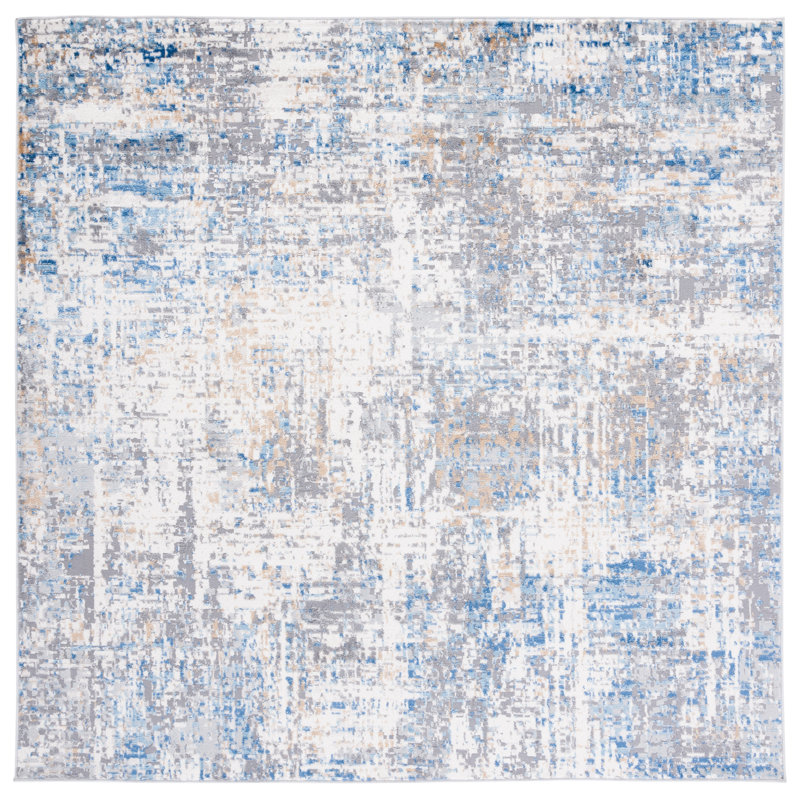 Shivan 100 Performance Abstract Rug, Square 6'7"