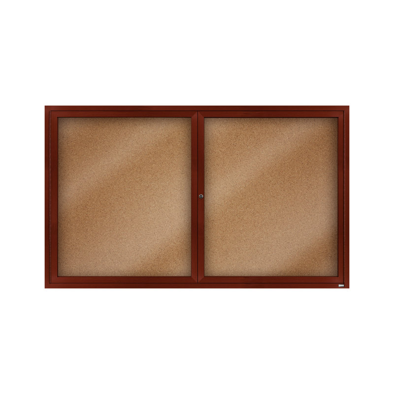 Tableau d’affichage mural en aluminium encastré, Bois de cerisier, Deux, H 36 po x l 60 po